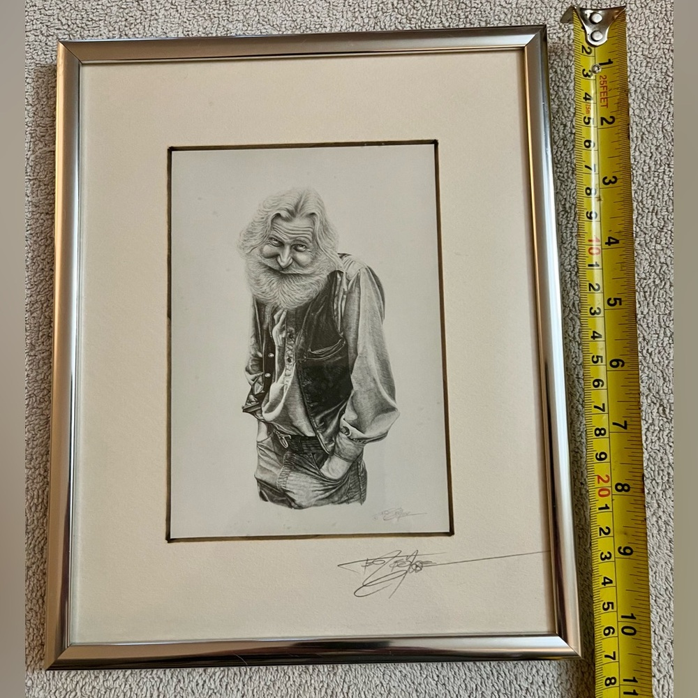 Framed Double signed print. Grinning Grandpa!